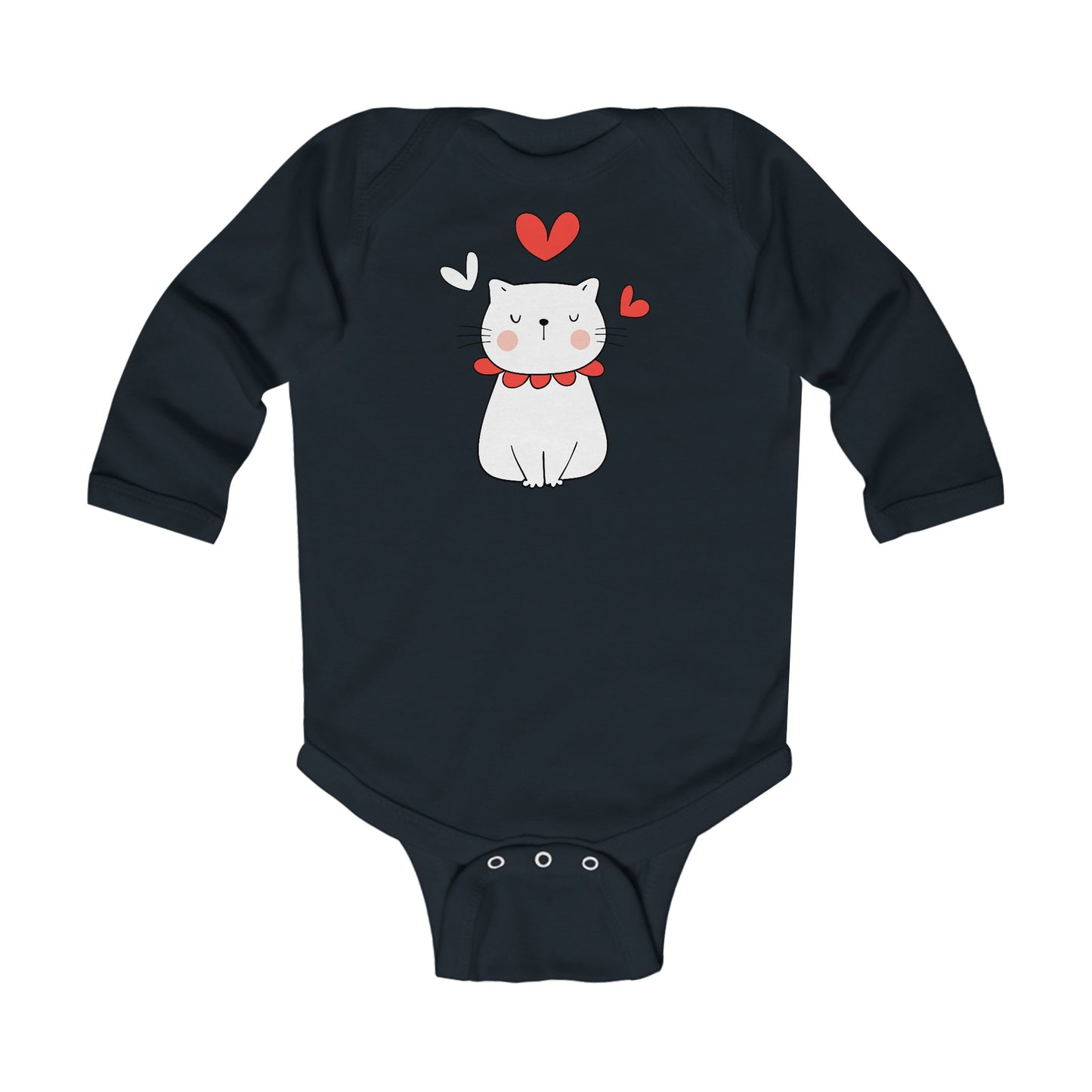 Cute Cat - Hearts 5 - Infant Long Sleeve Bodysuit