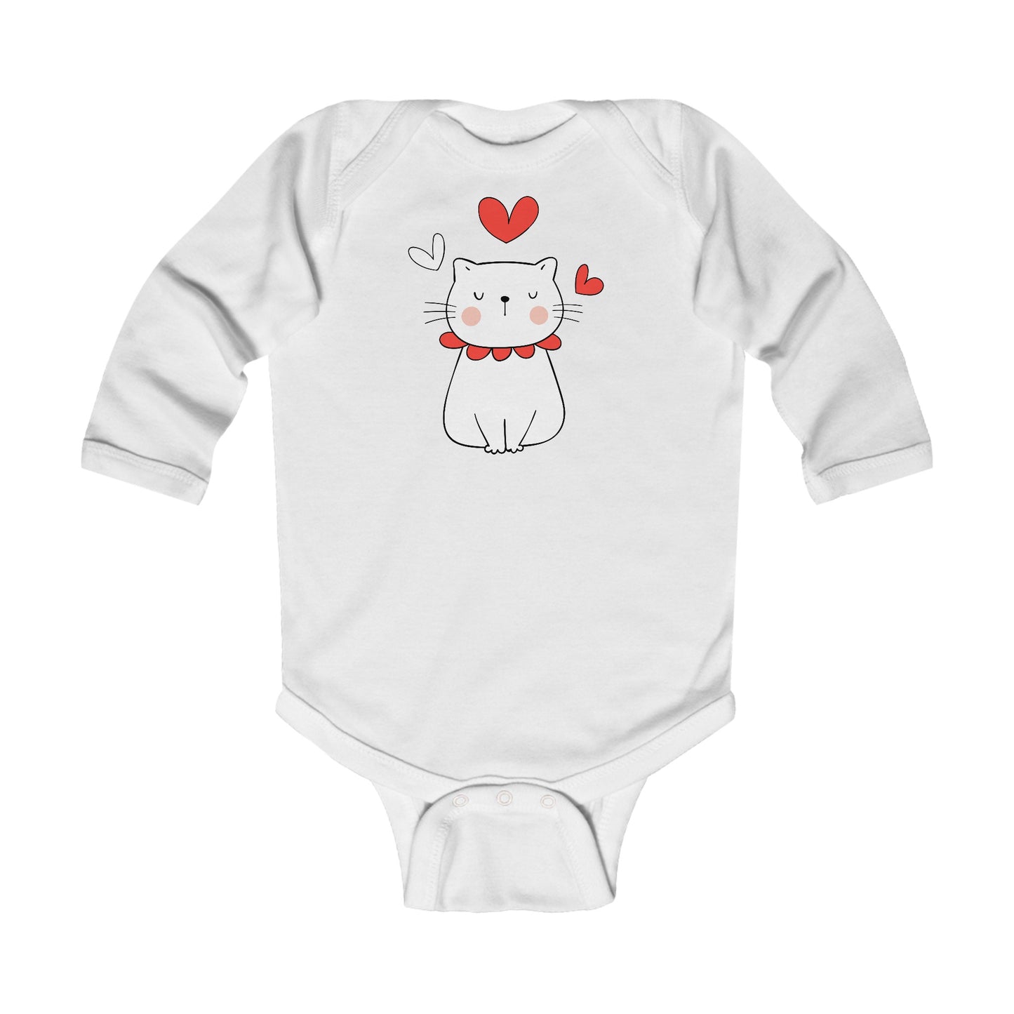 Cute Cat - Hearts 5 - Infant Long Sleeve Bodysuit