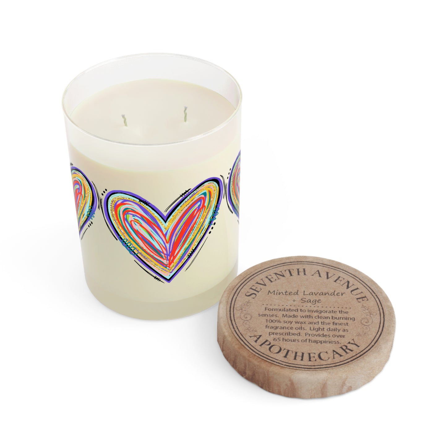 Colorful Heart Scented Candle - 11oz Full Glass