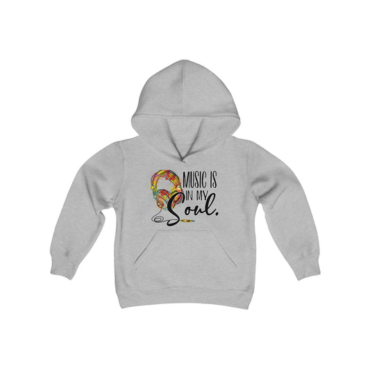 Music is in My Soul - Music Lovers - Headphones - Old School - Youth Heavy Blend Hooded Sweatshirt
