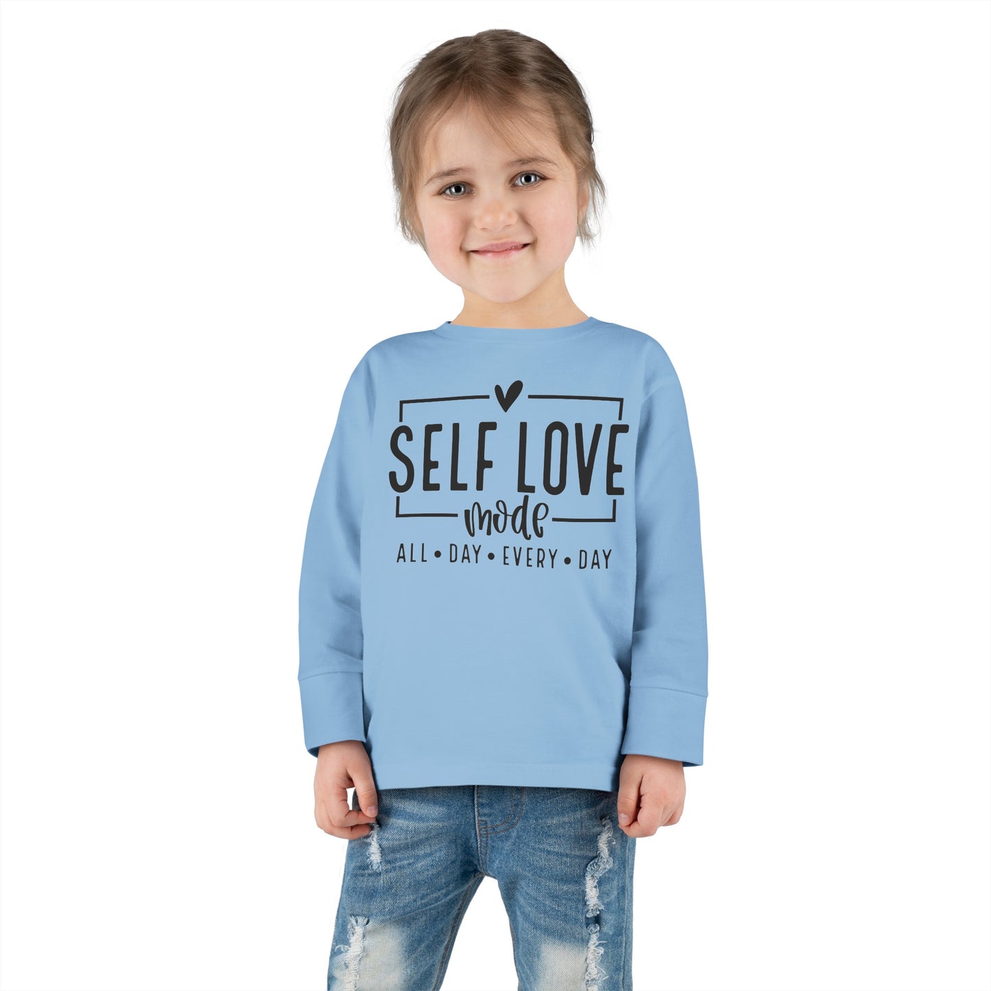 Self Love Mode - All Day Every Day - Heart - Toddler Long Sleeve Tee