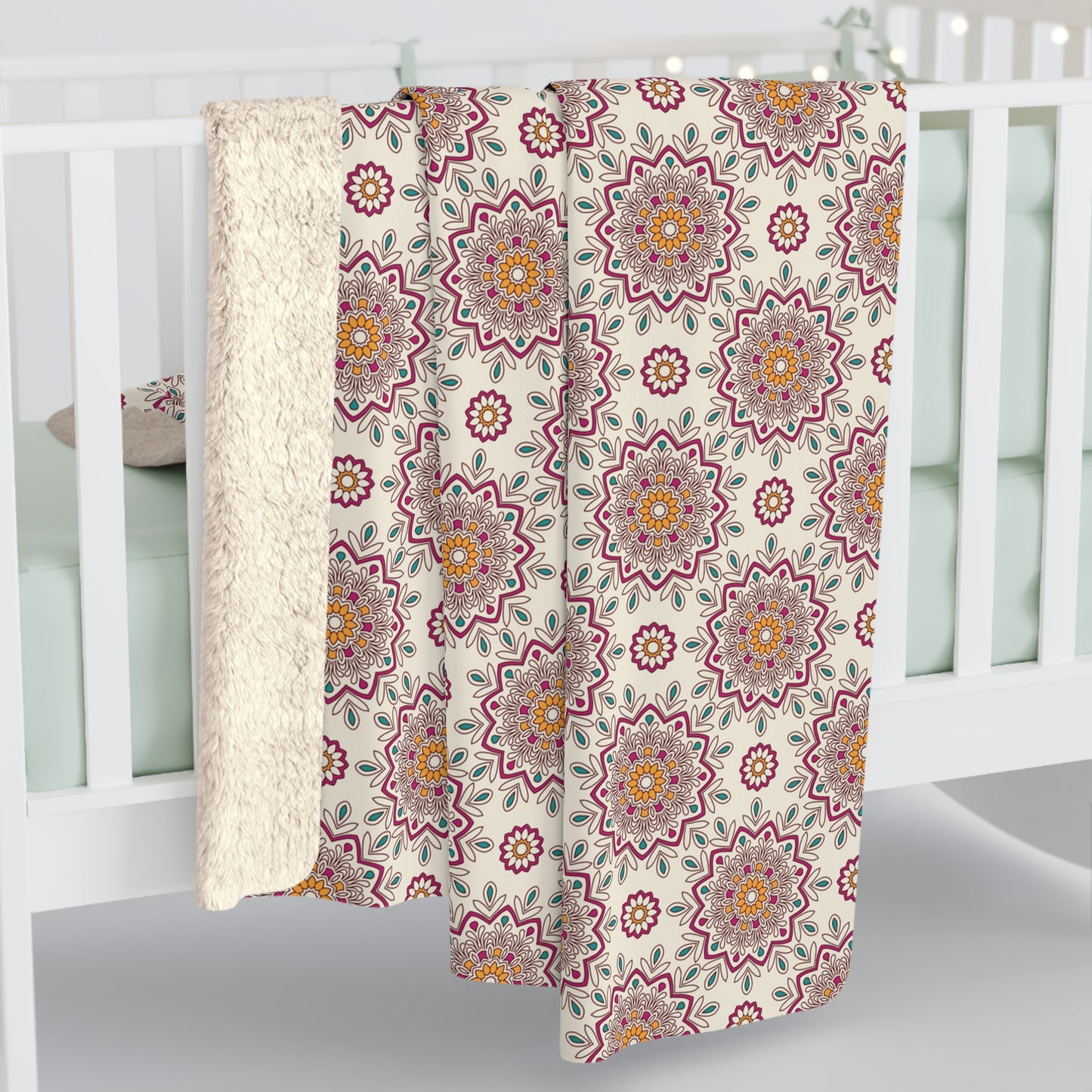 Beautiful, Cozy, Soft - Amazing - Multicolor Boho Mandala 9 - get cozy and stay awhile - Sherpa Fleece Blanket