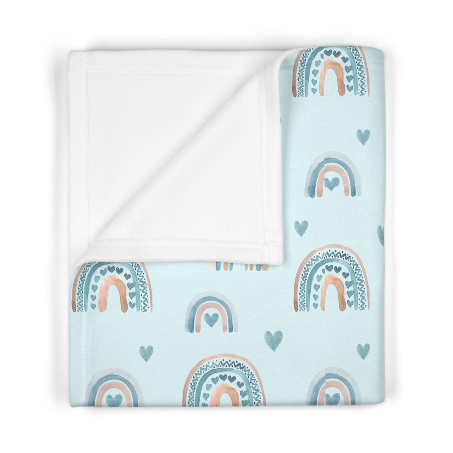 Blue Boho Rainbow Pattern 4 - Soft Fleece Baby Blanket