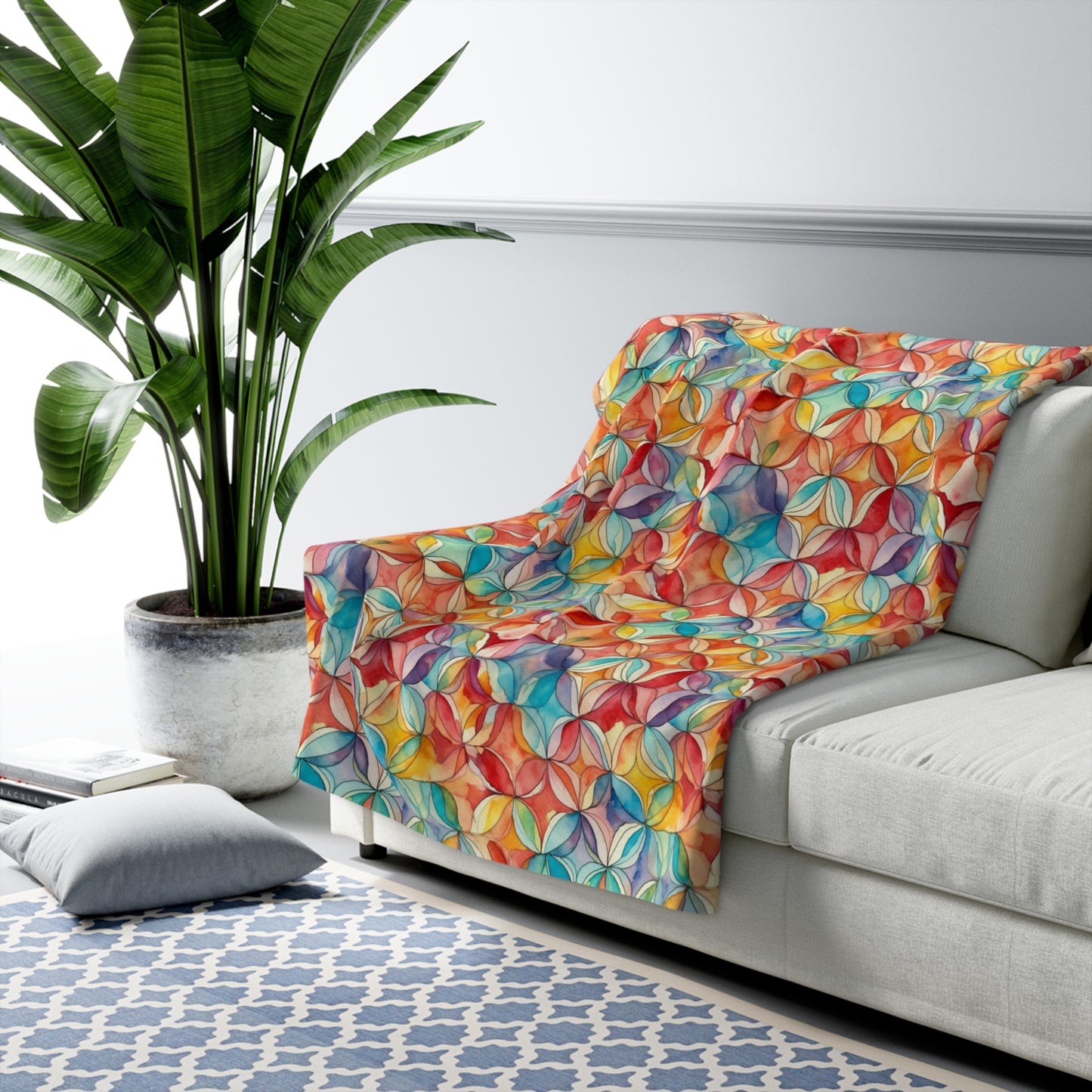 Beautiful, Cozy, Soft - Amazing Watercolor Multi 6 - Sherpa Fleece Blanket