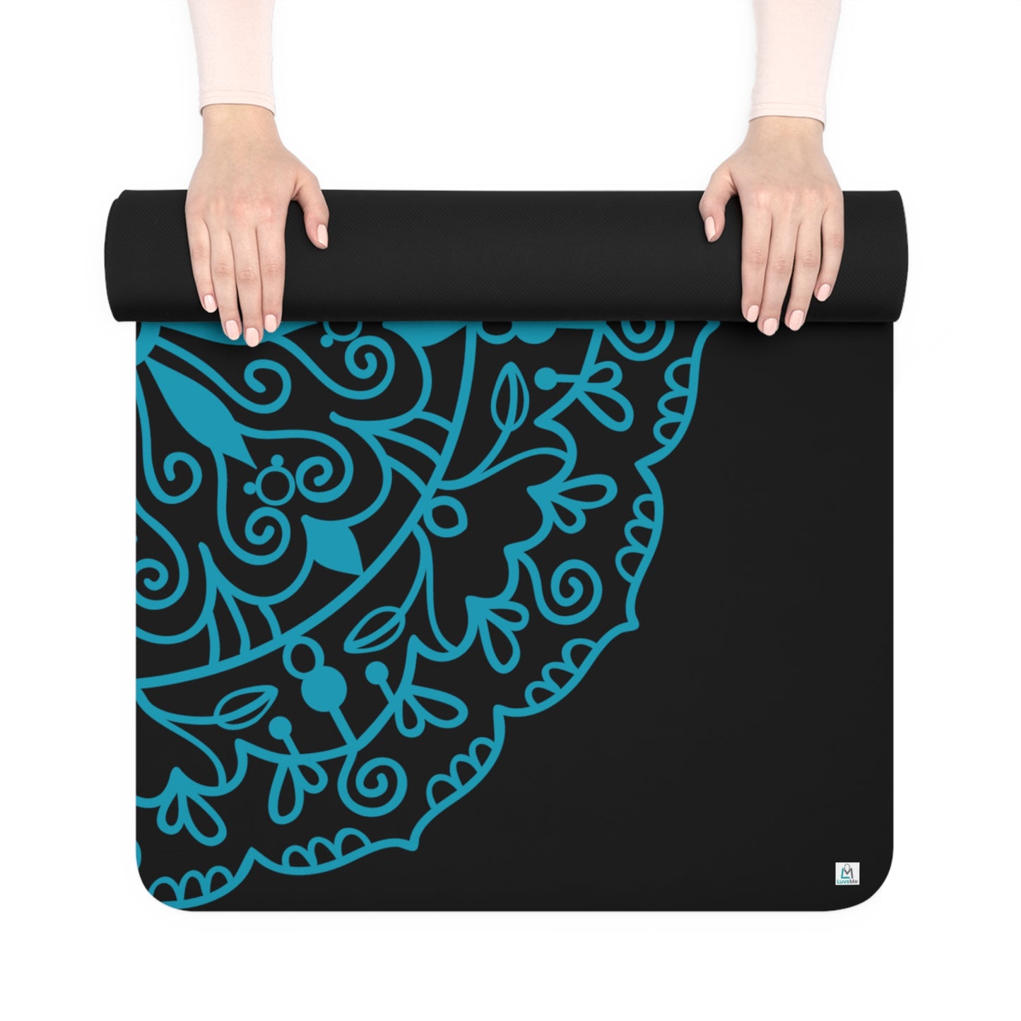 Beautiful Teal Mandala - Rubber Yoga Mat