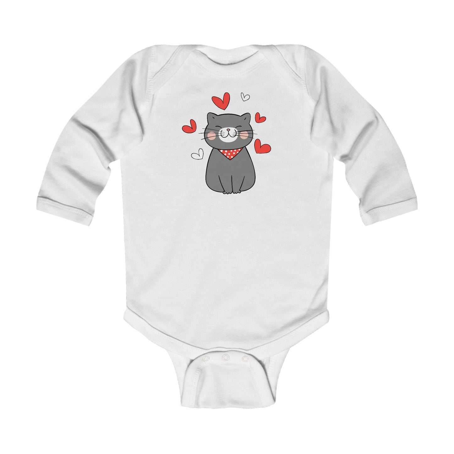 Cute Cat - Hearts 4 - Infant Long Sleeve Bodysuit