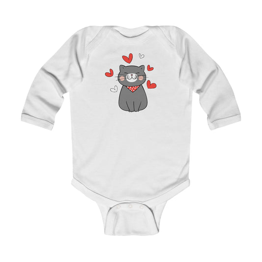 Cute Cat - Hearts 4 - Infant Long Sleeve Bodysuit