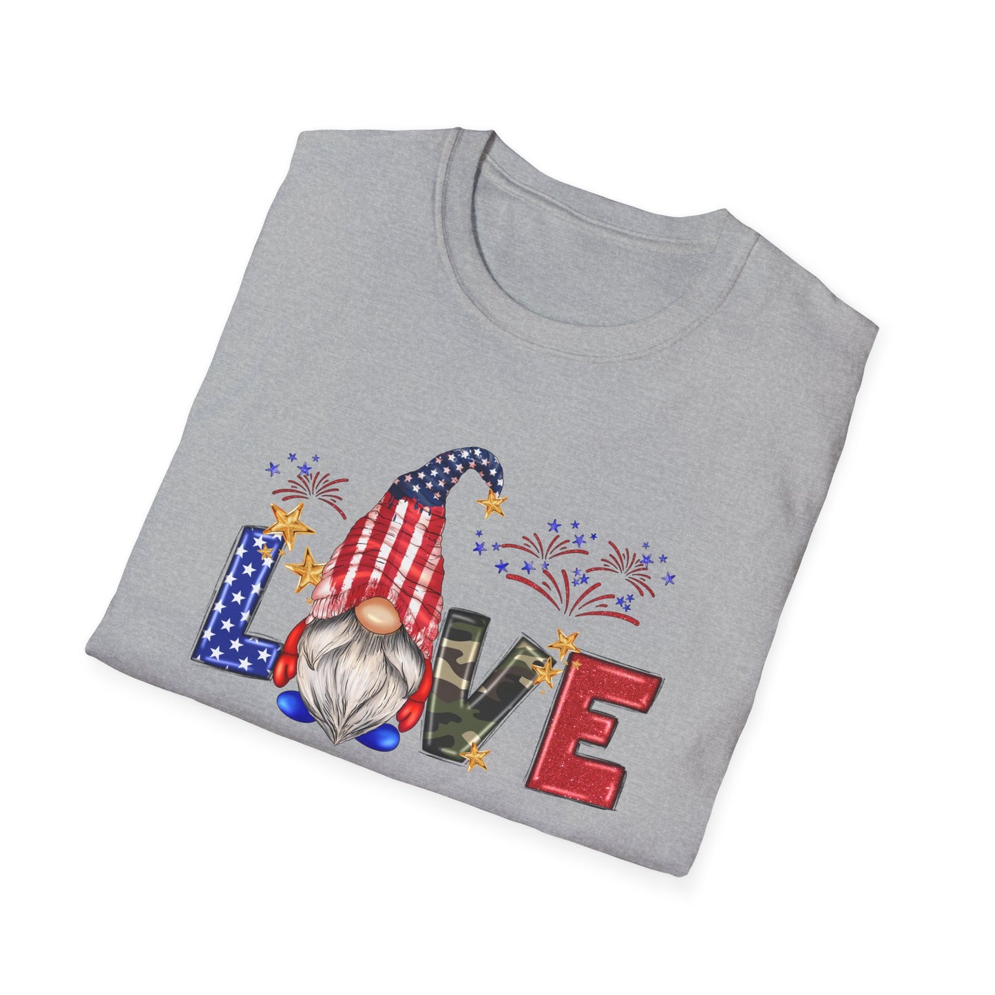 LOVE Gnomes - 4th of July - Independence Day - Unisex Softstyle T-Shirt
