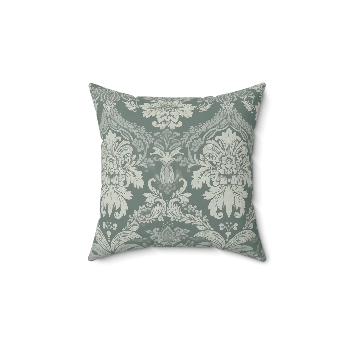 Green Damask 13 - Beautiful, Shabby Chic, Boho, Fun - Faux Suede Square Pillow