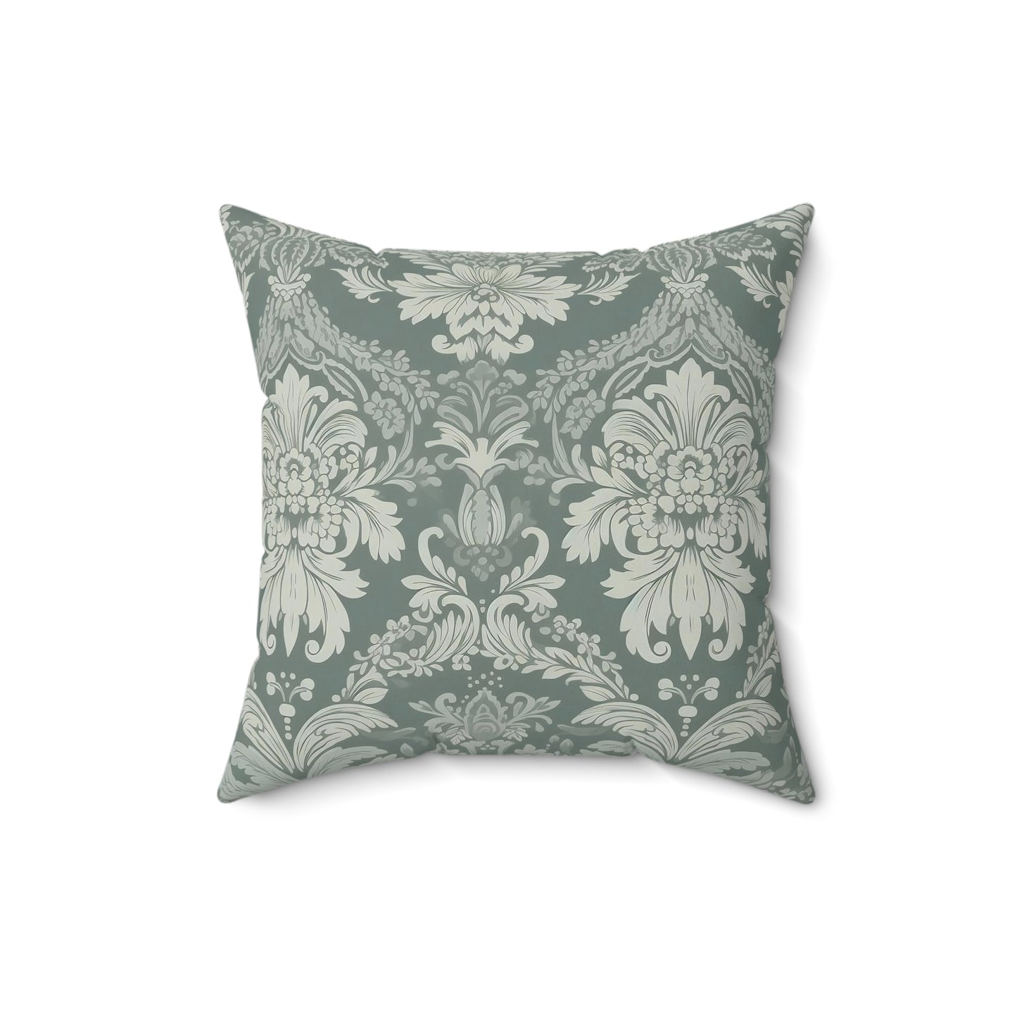 Green Damask 13 - Beautiful, Shabby Chic, Boho, Fun - Faux Suede Square Pillow