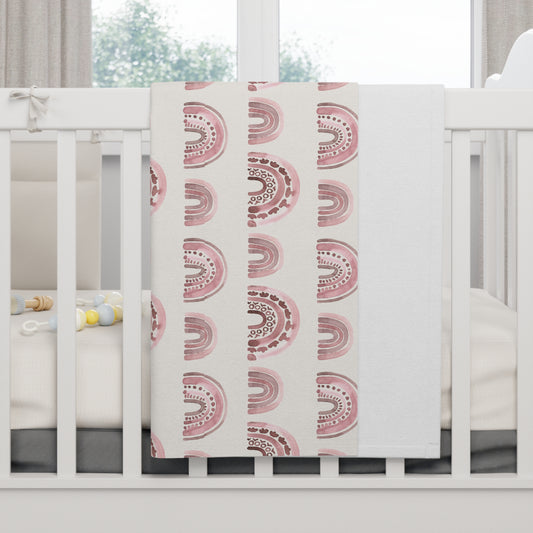 Pink Boho Rainbow Pattern 3 - Soft Fleece Baby Blanket