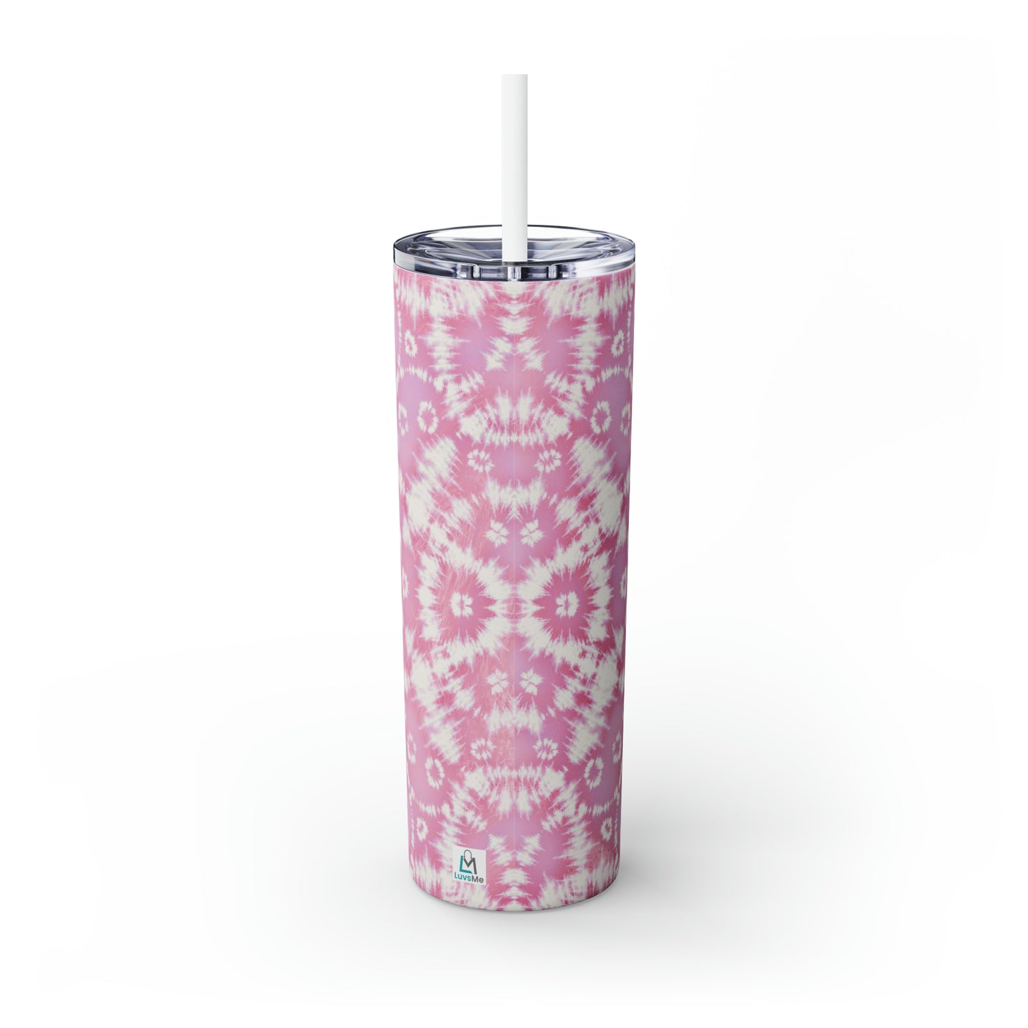 I Am Enough - Pink Batik - Skinny Tumbler with Straw, 20oz - Stainless Steel