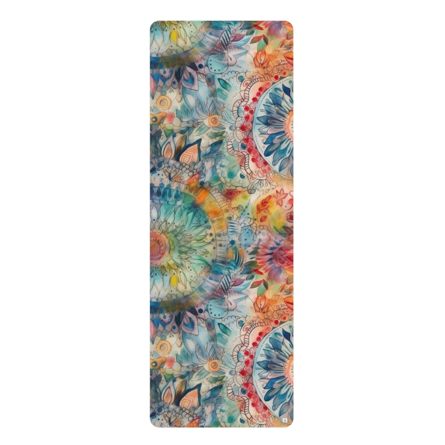 Watercolor Multicolor Mandalas 1.10 - Rubber Yoga Mat