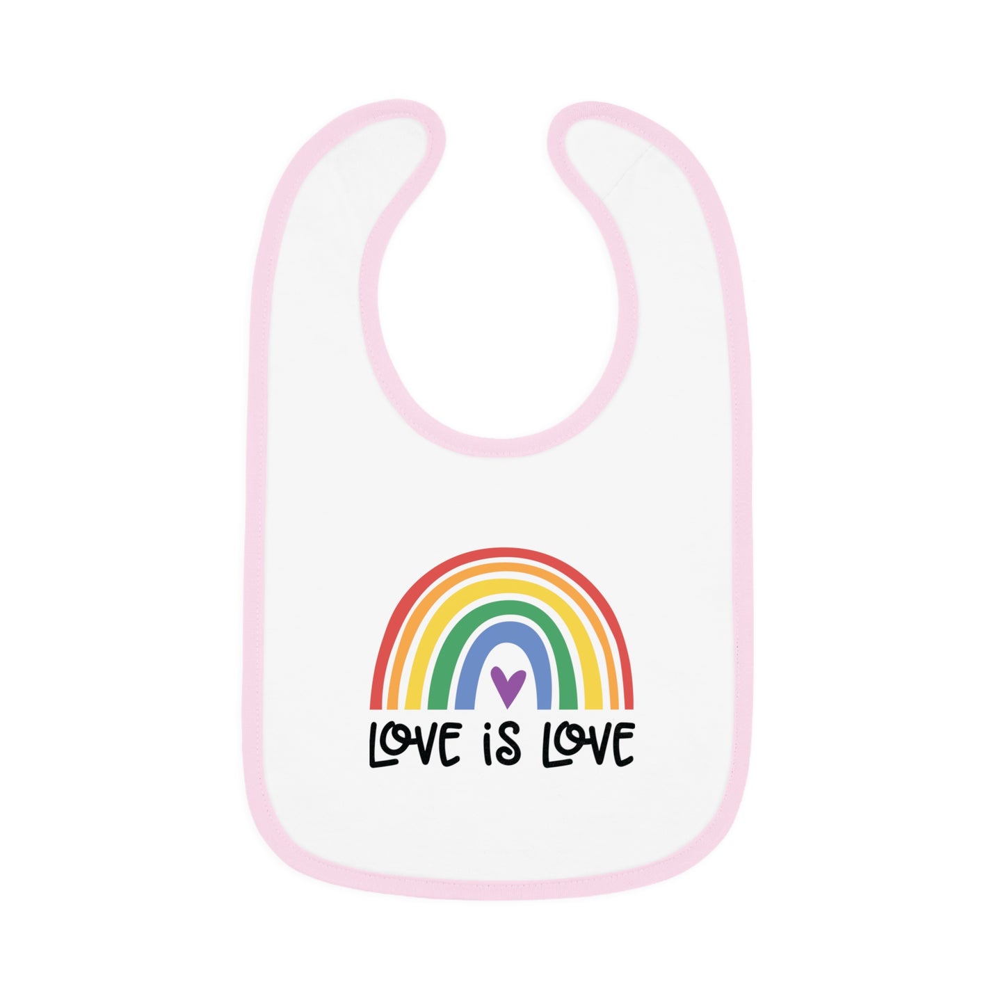 Love is Love - Boho Rainbow - Pride - LGBTQ - Baby Contrast Trim Jersey Bib