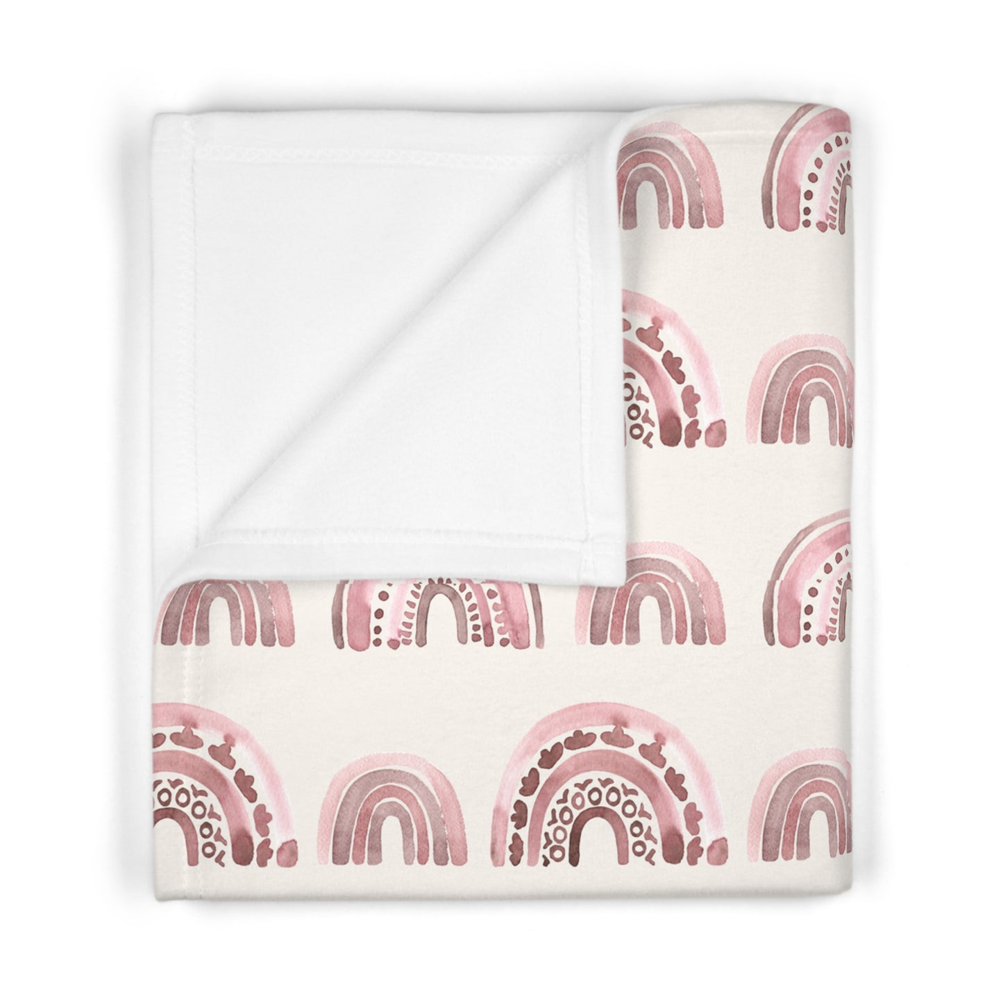 Pink Boho Rainbow Pattern 3 - Soft Fleece Baby Blanket