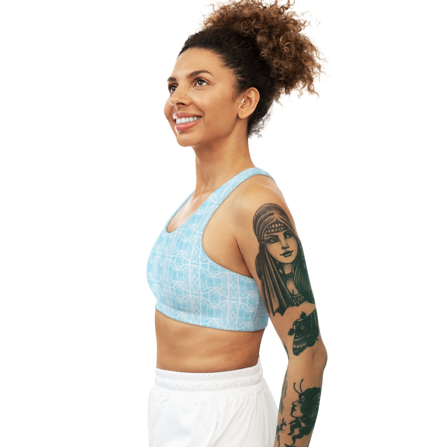 Light Blue Batik - Seamless Sports Bra