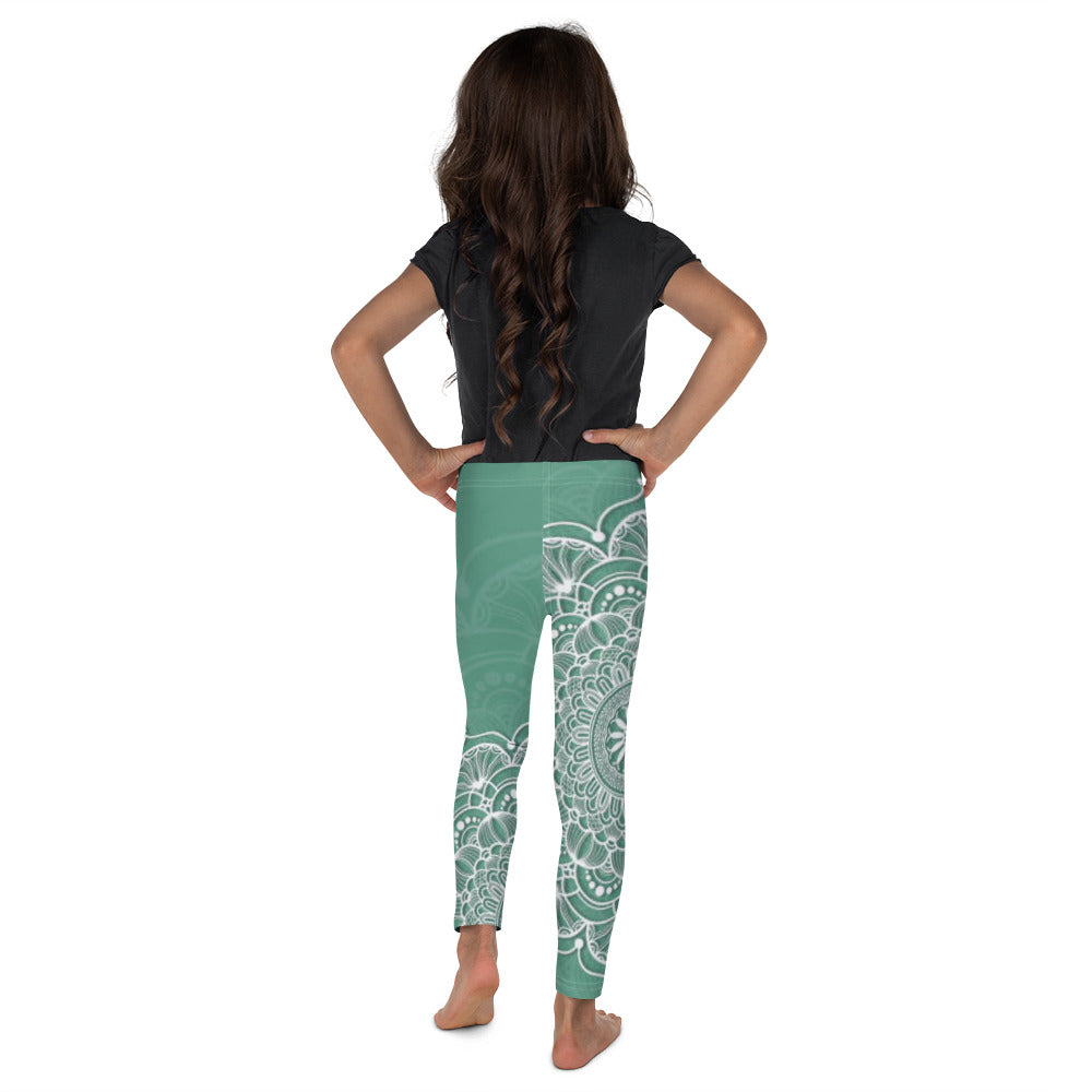 Green with White Mandala - Cute and Comfy - Kid's Leggings