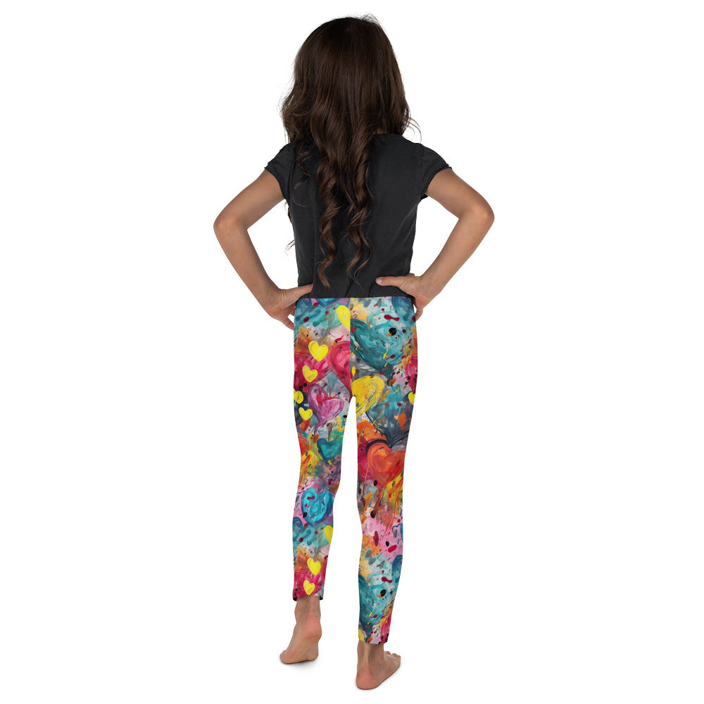 Multicolor Painted Hearts - Kid's Leggings
