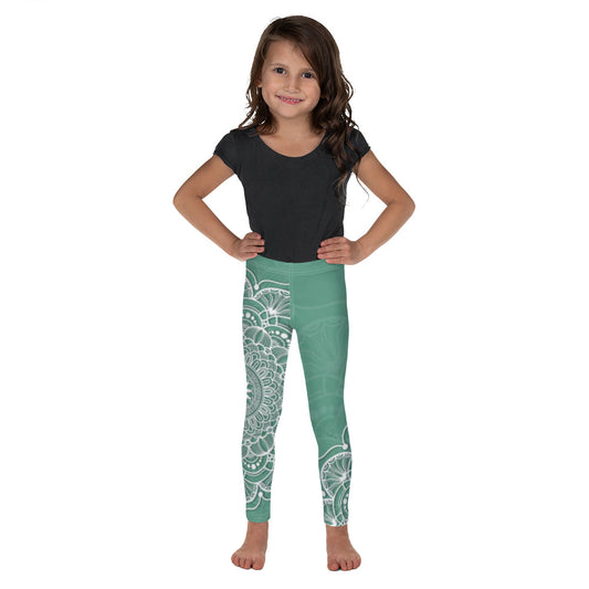 Green with White Mandala - Cute and Comfy - Kid's Leggings