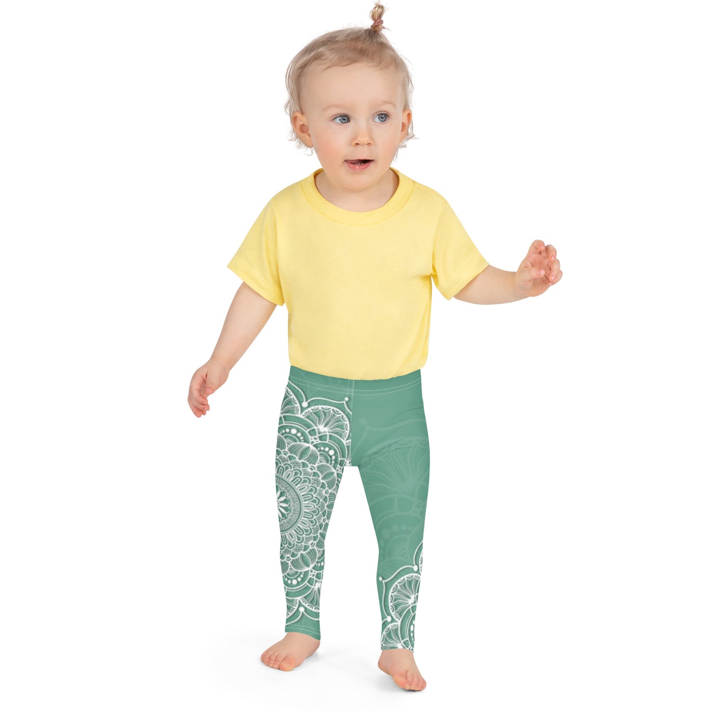 Green with White Mandala - Cute and Comfy - Kid's Leggings