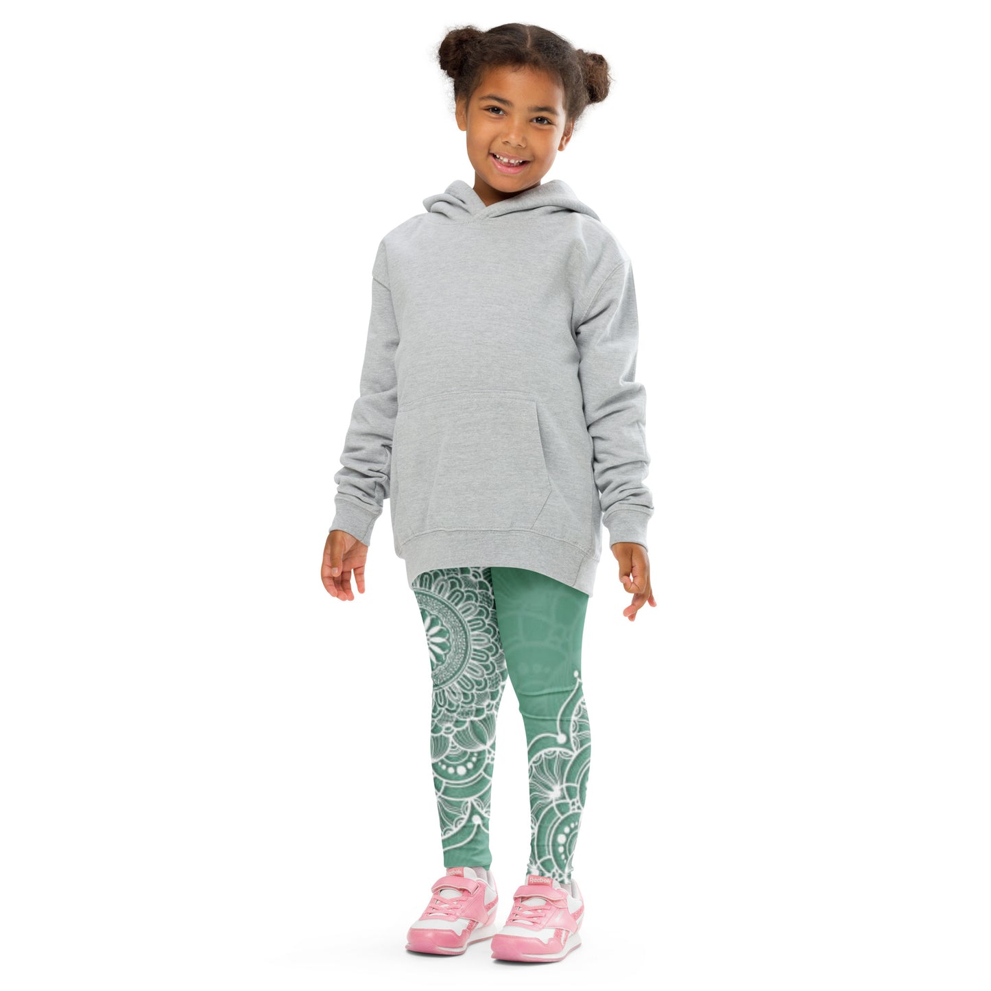 Green with White Mandala - Cute and Comfy - Kid's Leggings