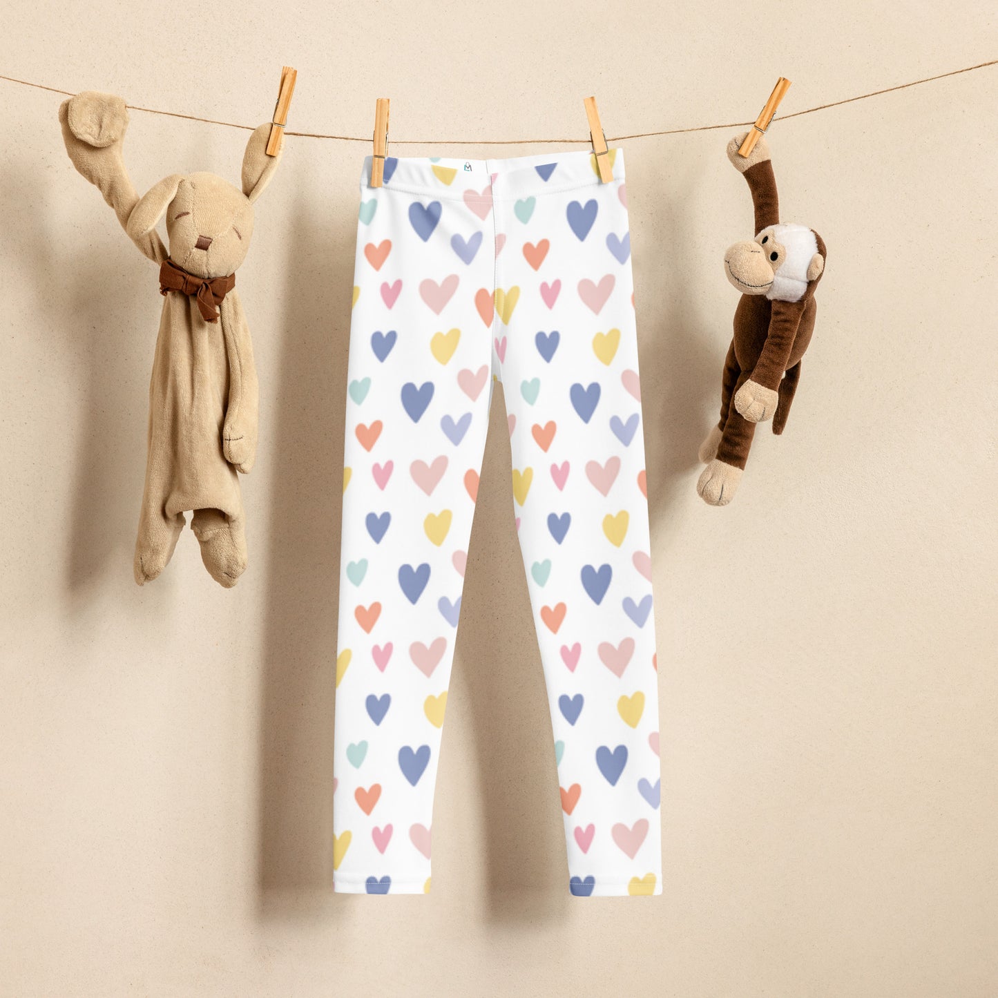 White with Pastel Hearts - Kid's Leggings