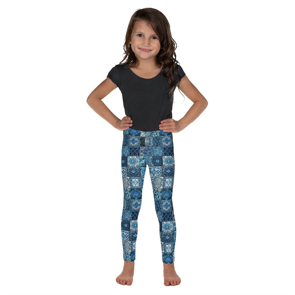 Blue Patchwork - Kid's Leggings