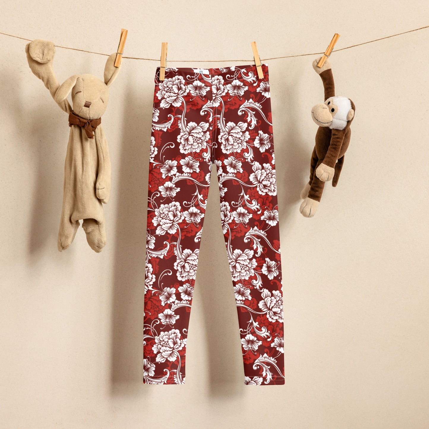Red and White Baroque - Kid's Leggings