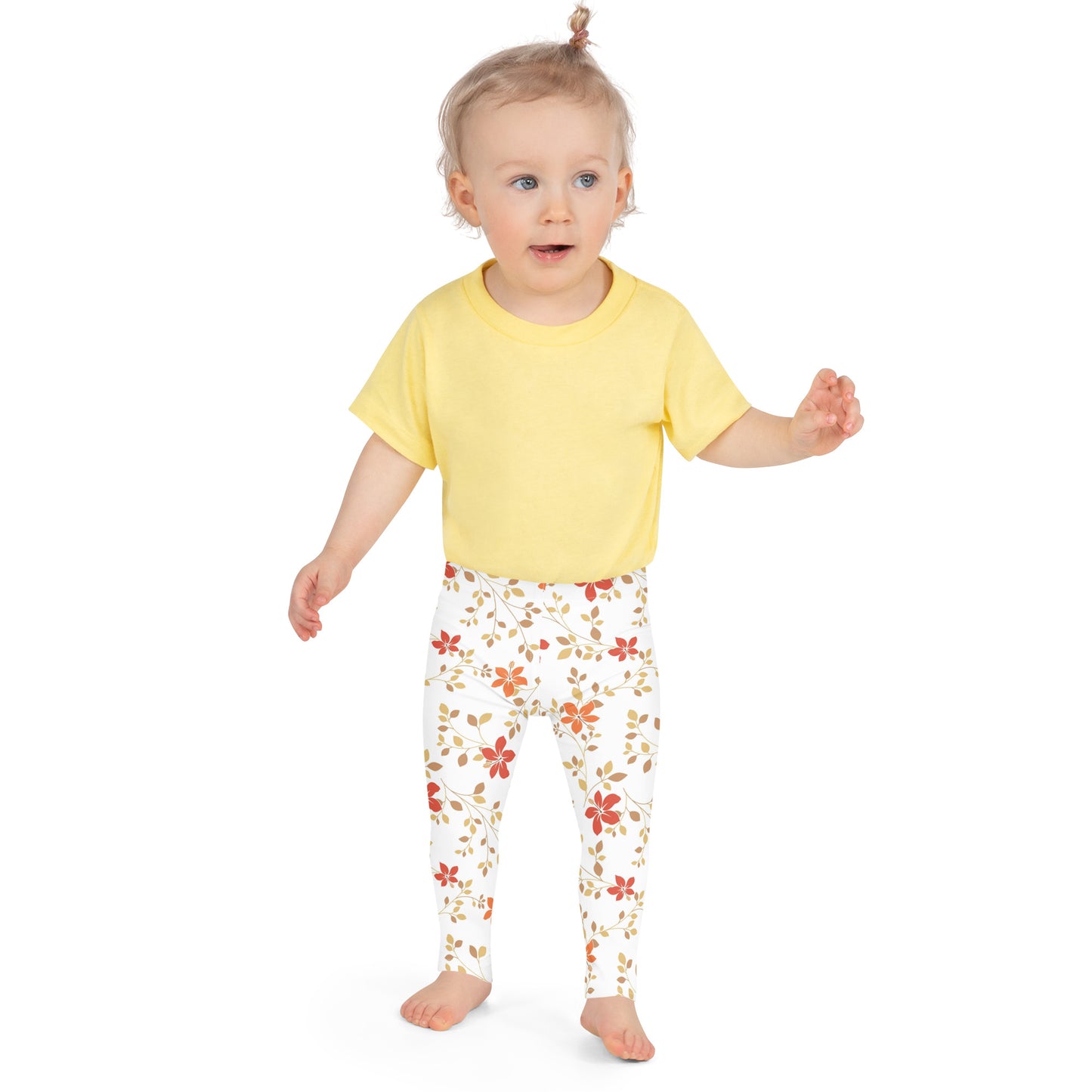 White with Red Flowers and Vines - Kid's Leggings