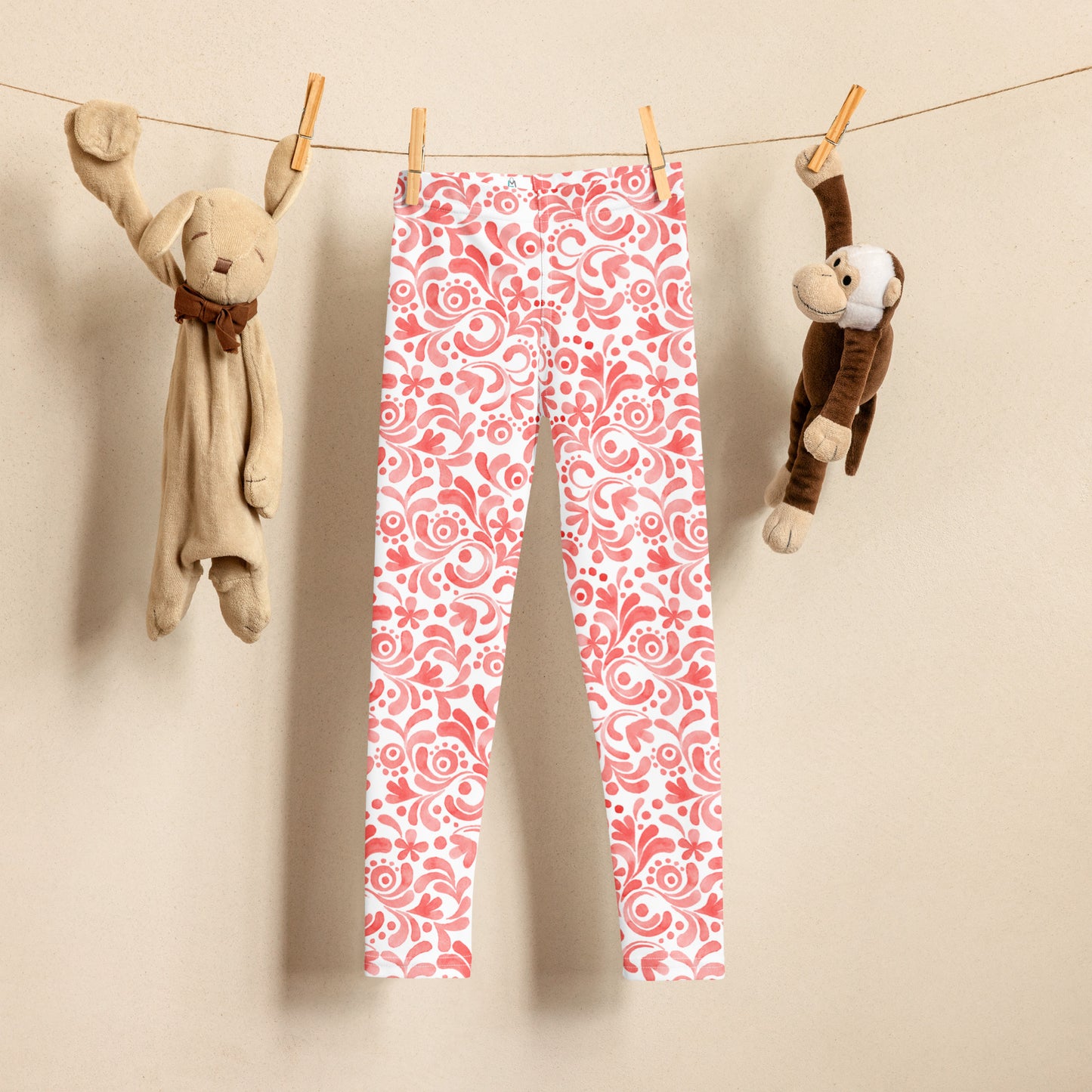 Red Watercolor Swirls - Kid's Leggings