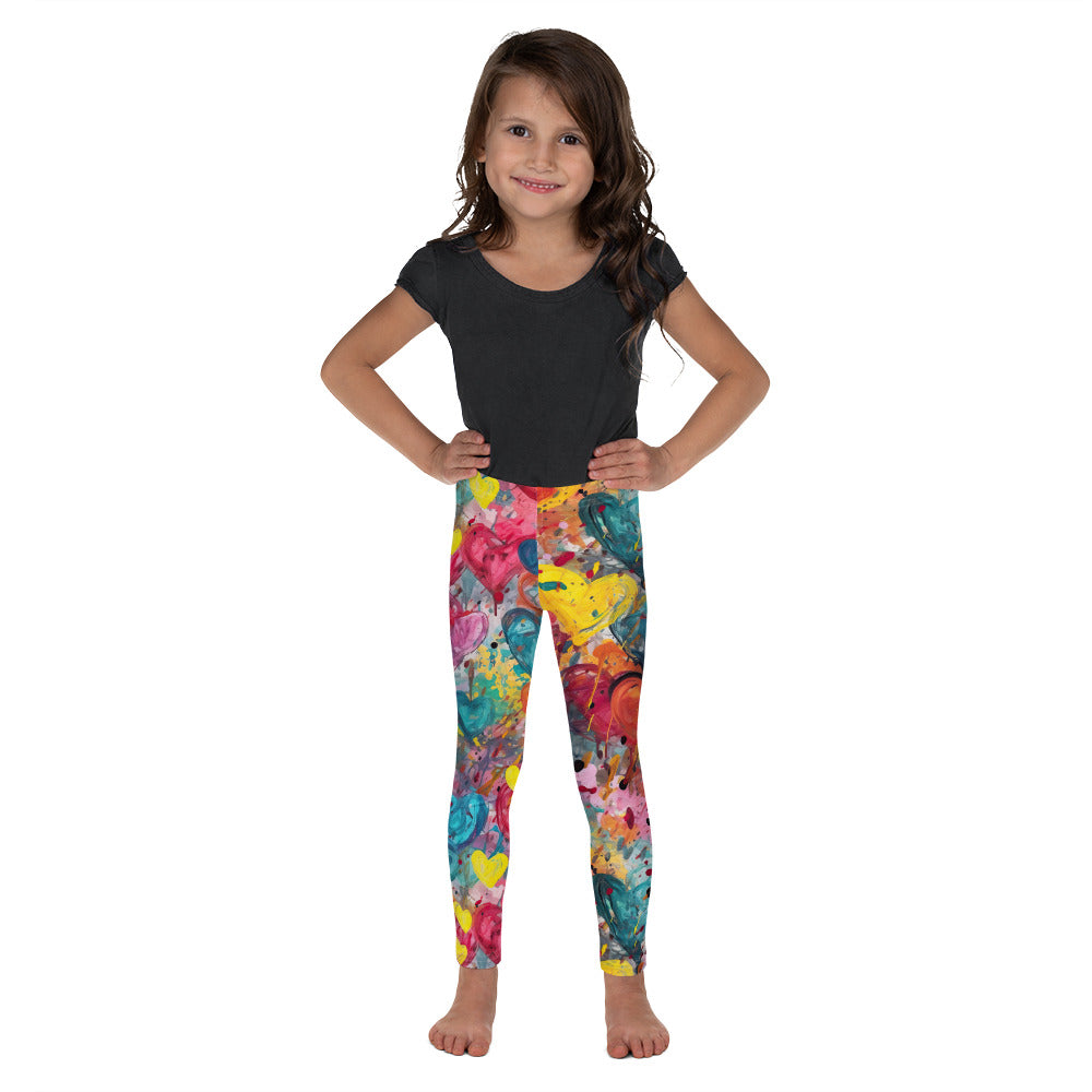 Multicolor Painted Hearts - Kid's Leggings