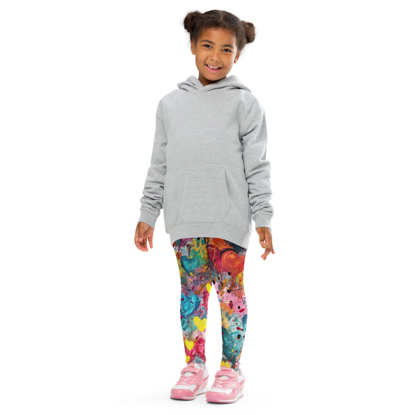 Multicolor Painted Hearts - Kid's Leggings