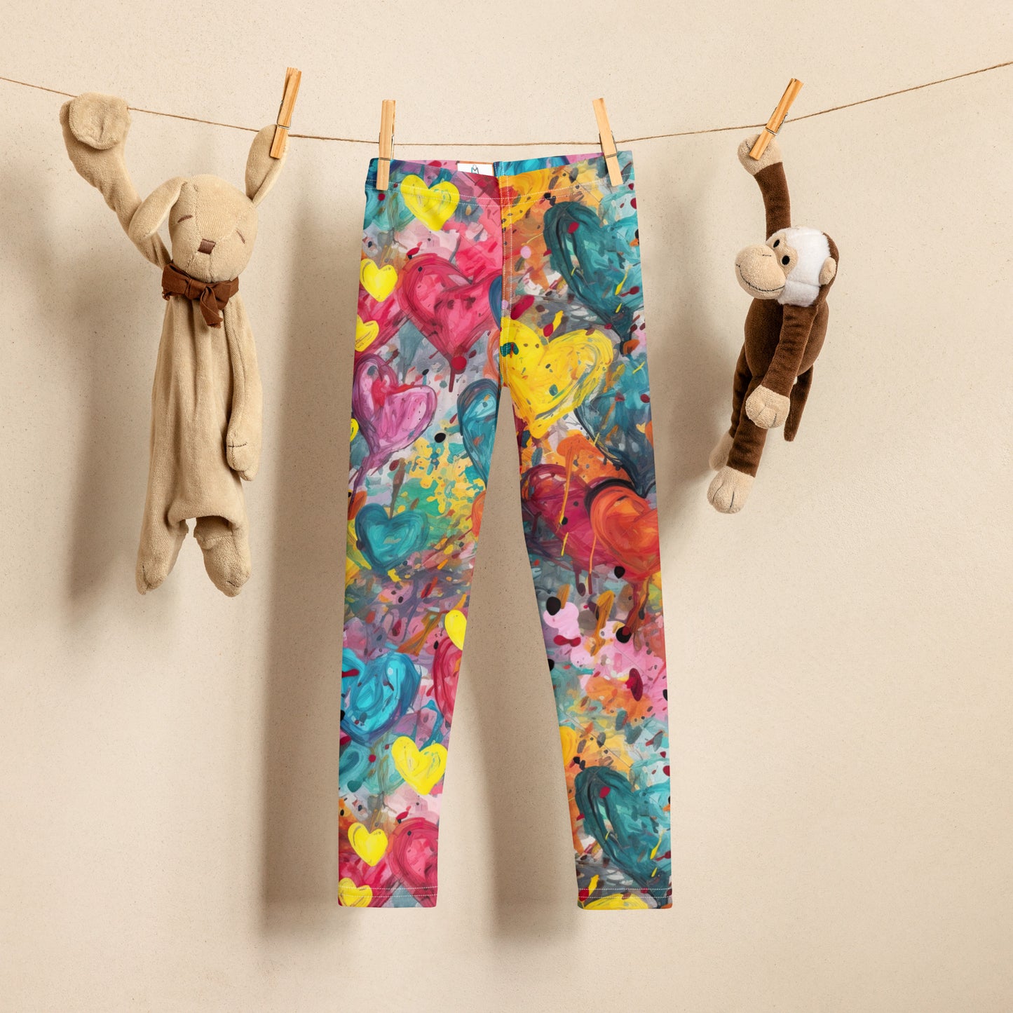 Multicolor Painted Hearts - Kid's Leggings