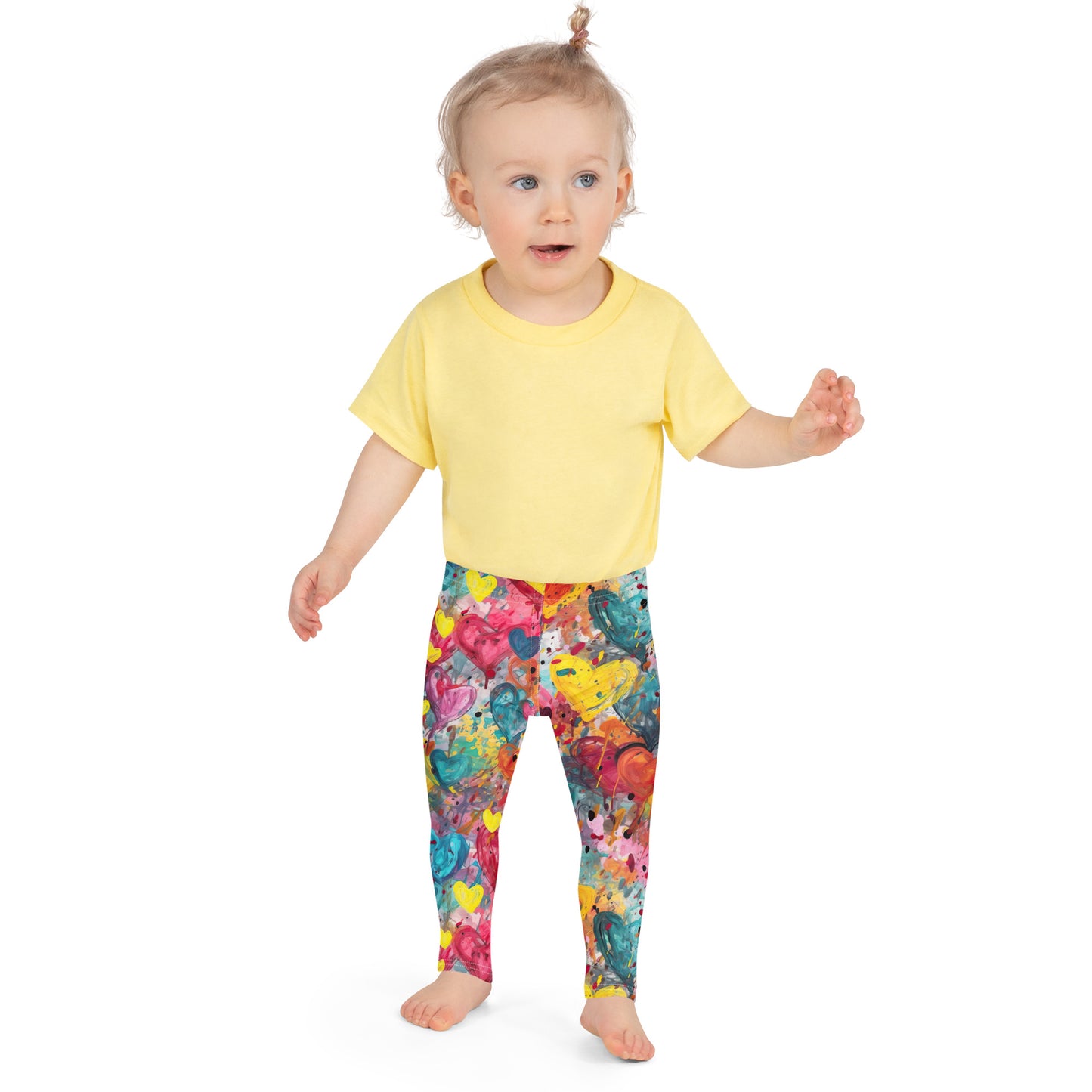 Multicolor Painted Hearts - Kid's Leggings