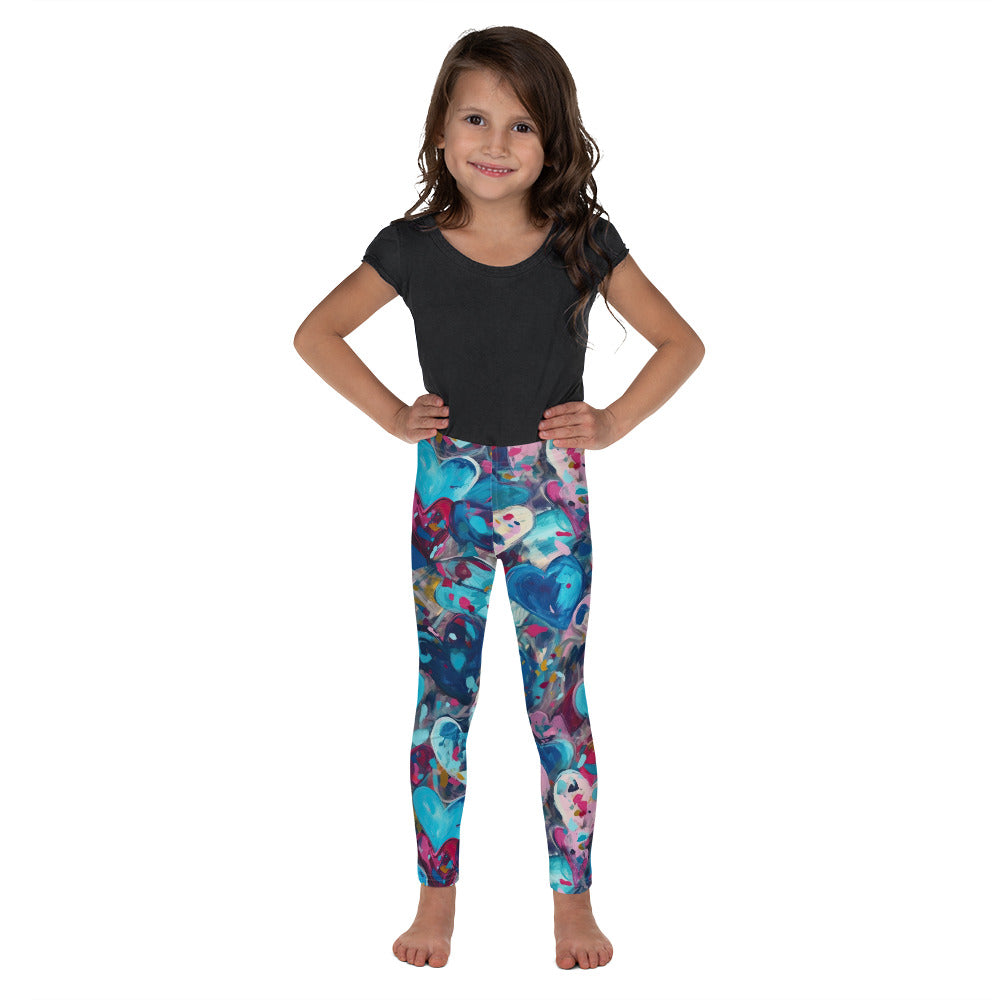 Blue Painted Hearts - Kid's Leggings