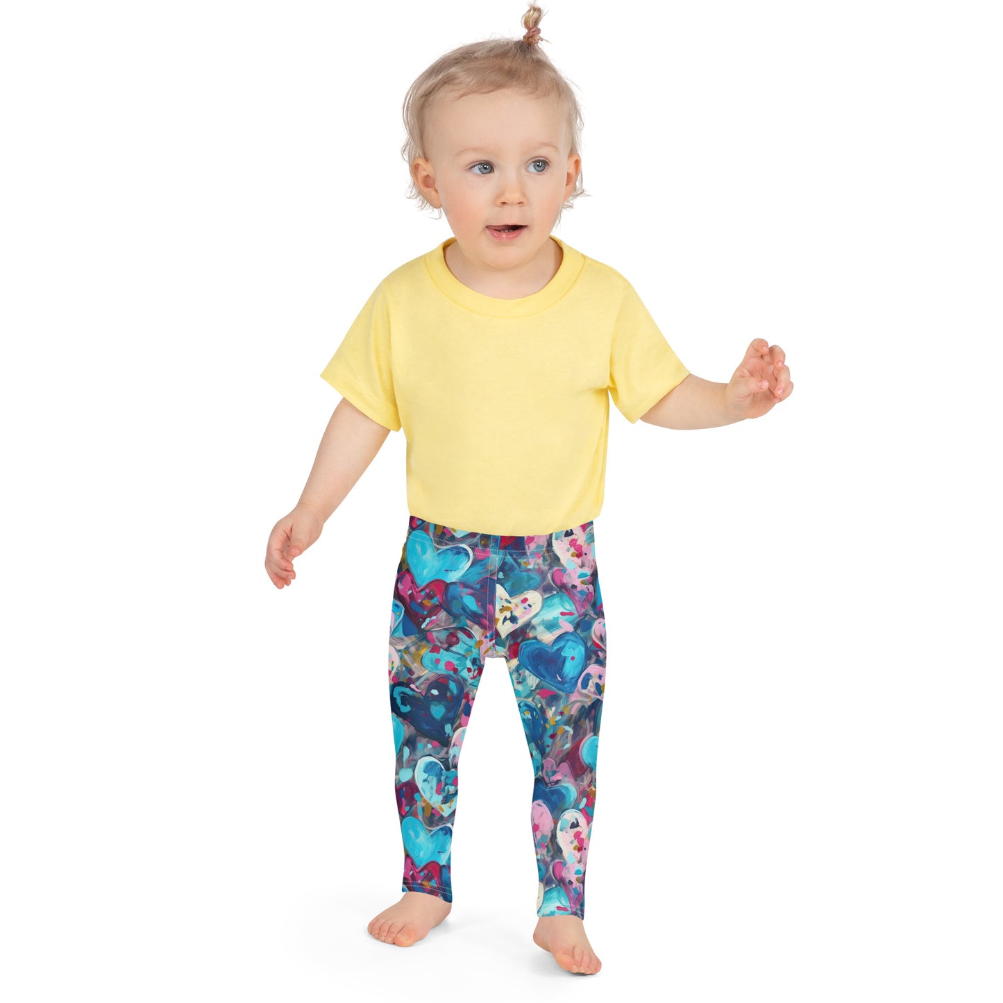 Blue Painted Hearts - Kid's Leggings