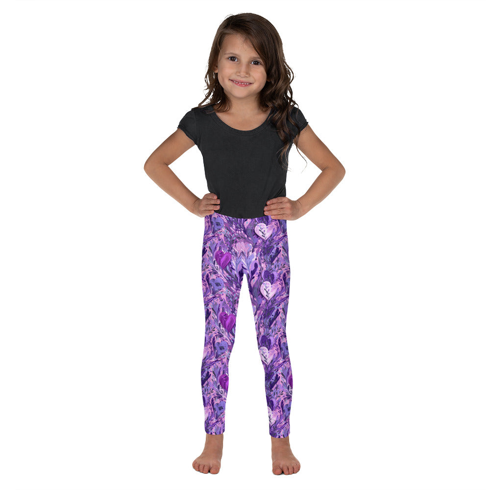 Purple Painted Hearts - Kid's Leggings