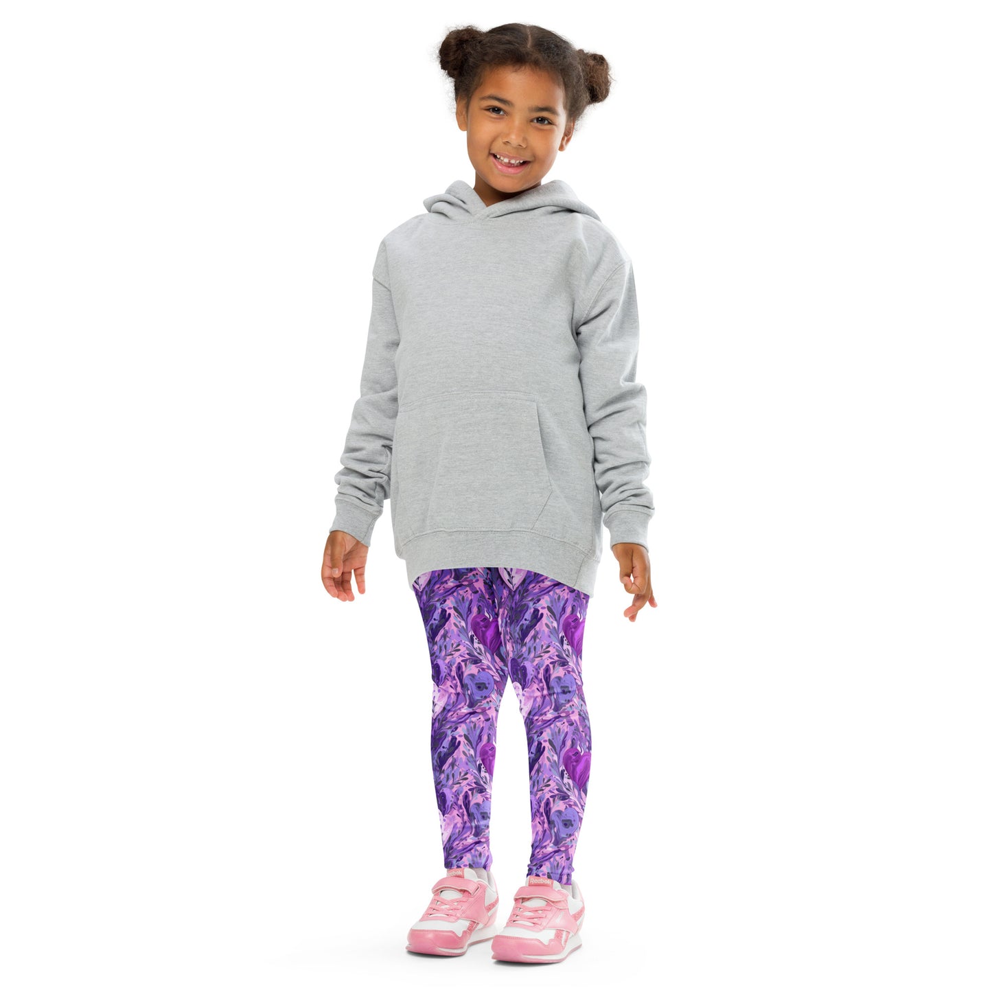 Purple Painted Hearts - Kid's Leggings