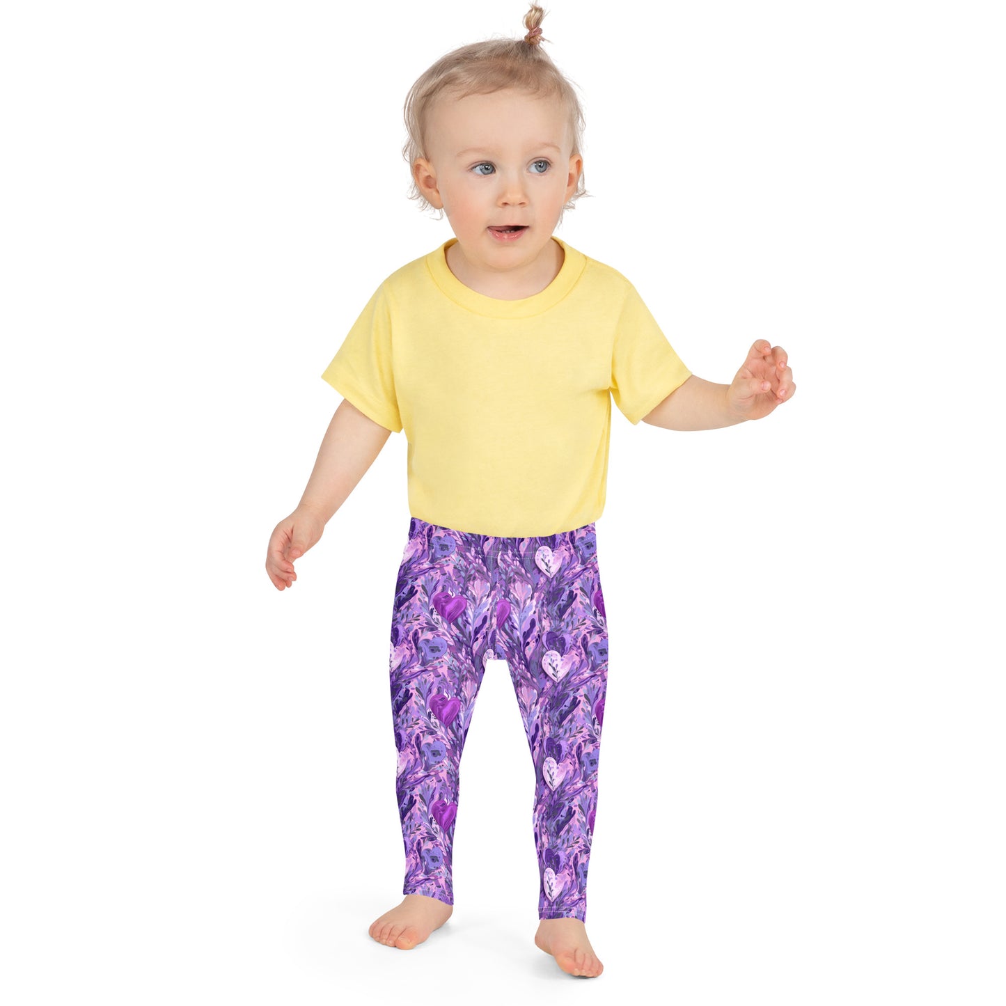 Purple Painted Hearts - Kid's Leggings