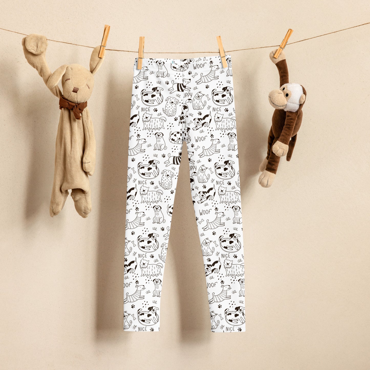 Hand Drawn Puppies and Dogs - Kid's Leggings
