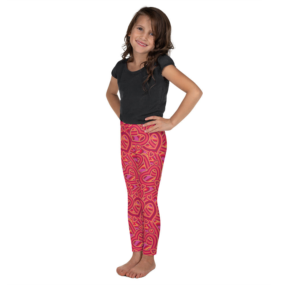 Red Interlocking Hearts - Kid's Leggings
