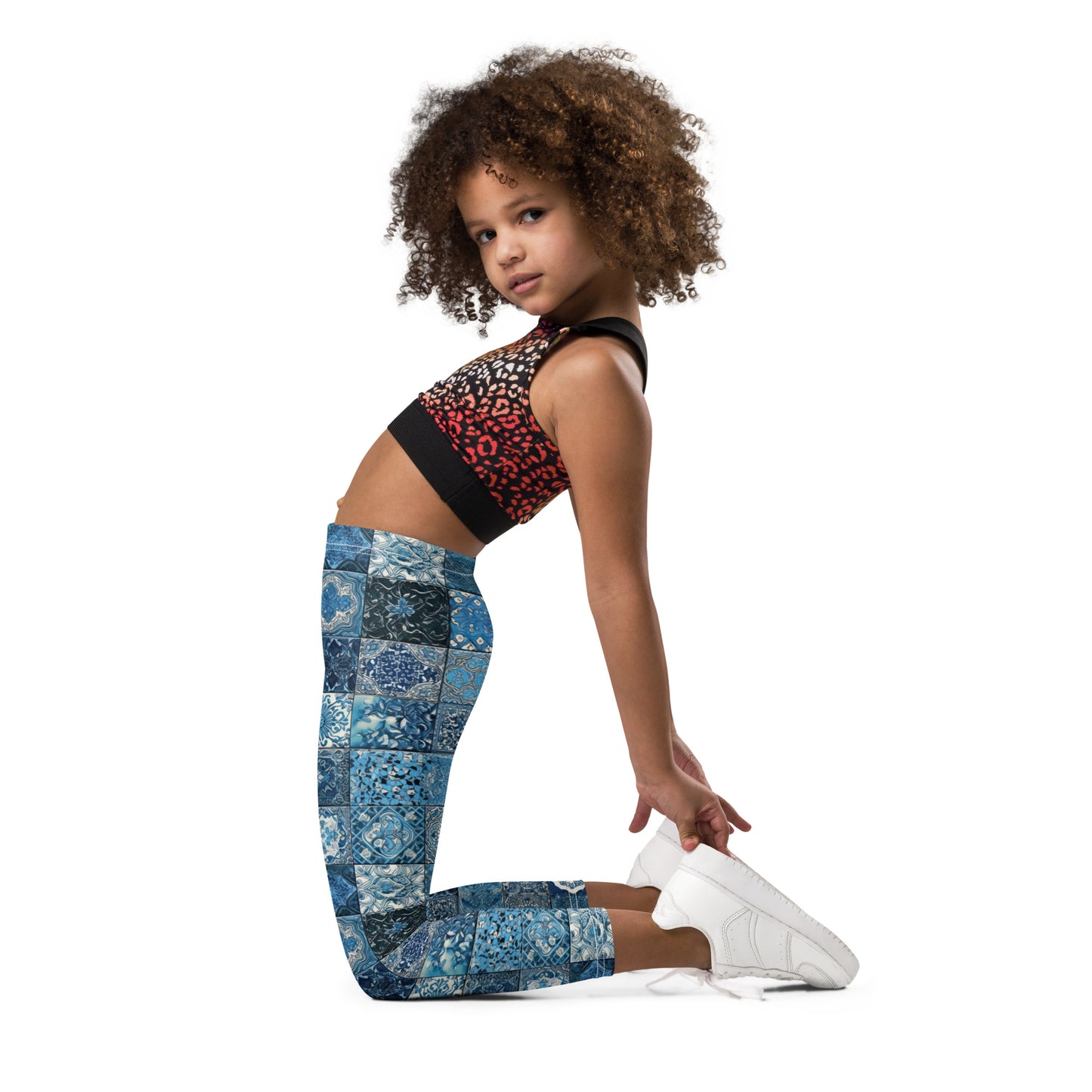 Blue Patchwork - Kid's Leggings