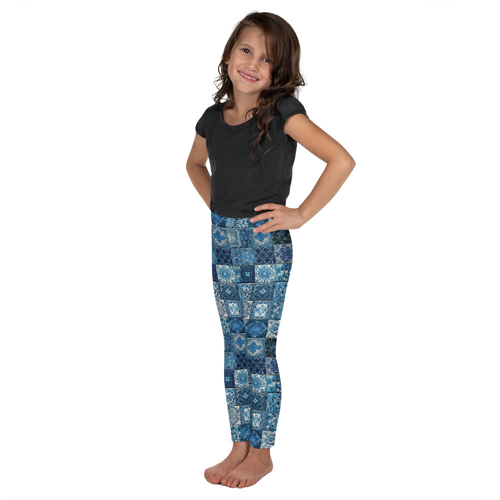 Blue Patchwork - Kid's Leggings