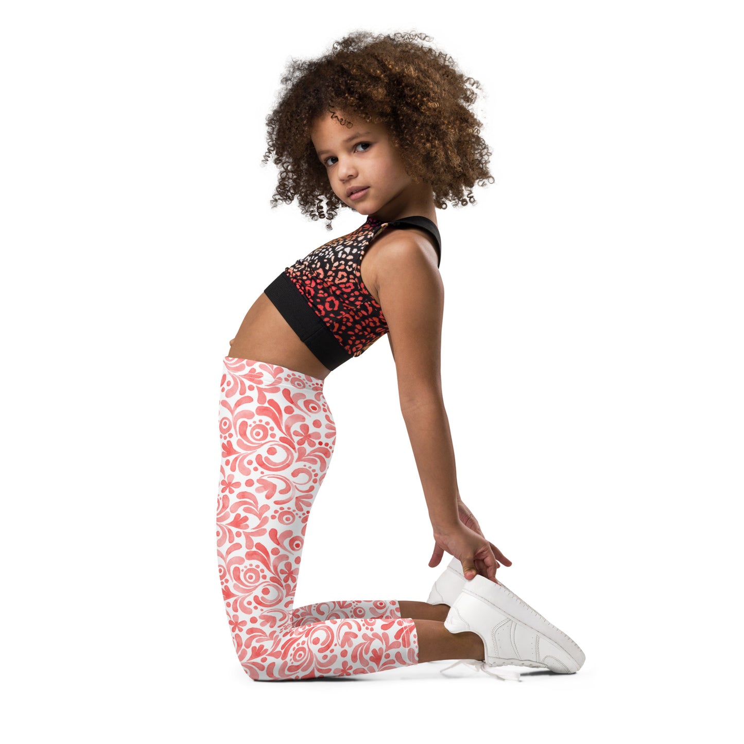 Red Watercolor Swirls - Kid's Leggings