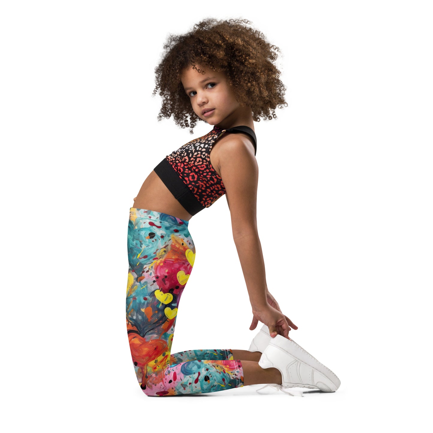 Multicolor Painted Hearts - Kid's Leggings