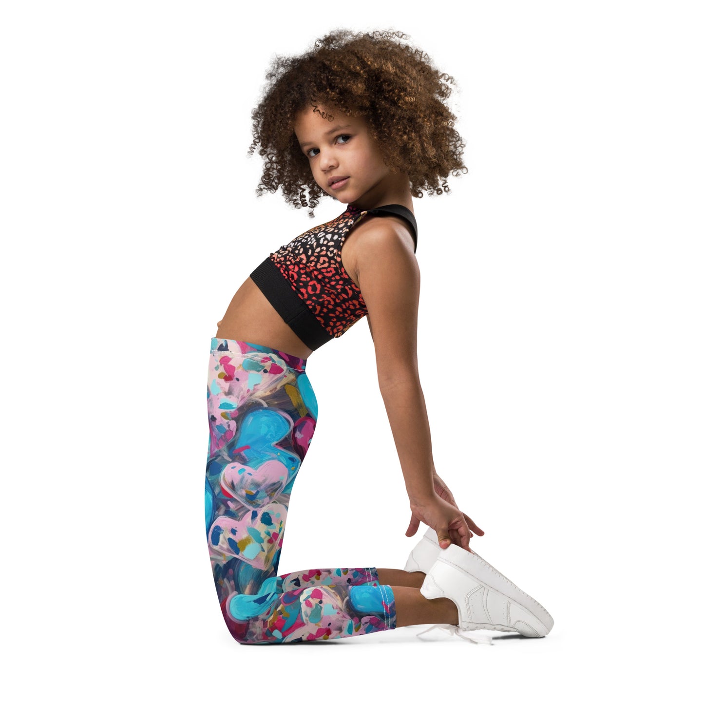 Blue Painted Hearts - Kid's Leggings
