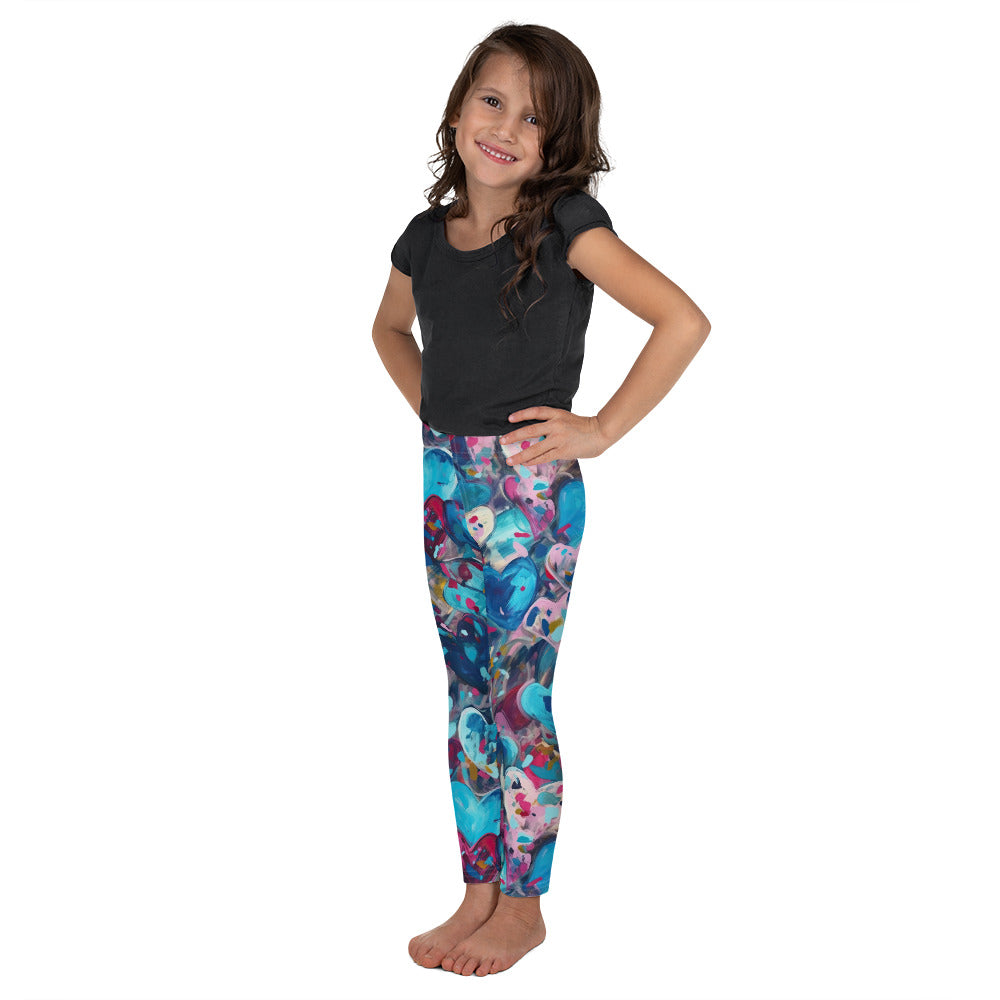 Blue Painted Hearts - Kid's Leggings