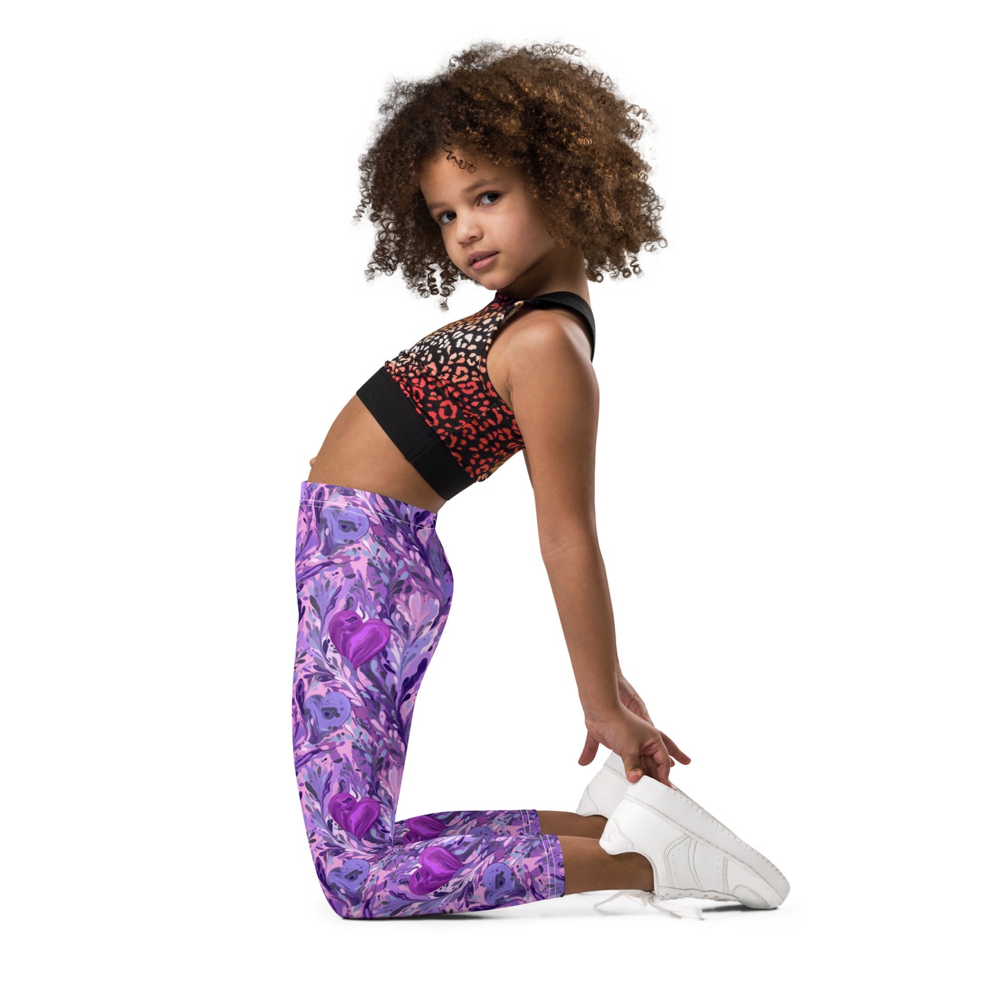 Purple Painted Hearts - Kid's Leggings