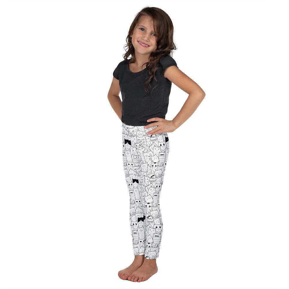 Hand Drawn Kittens and Cats - Kid's Leggings