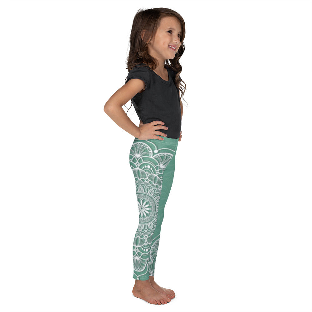 Green with White Mandala - Cute and Comfy - Kid's Leggings